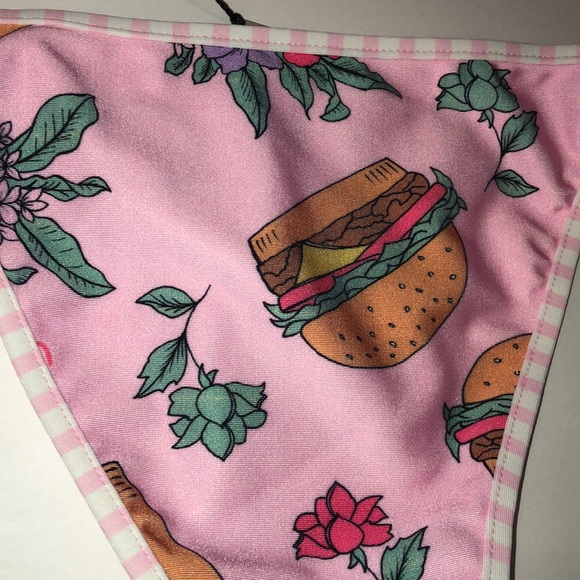 ⚡️⬇️WILDFOX 80’s Hamburger Retro Reversible Cheeky Bottom Fun pink NWT - Picture 6 of 8
